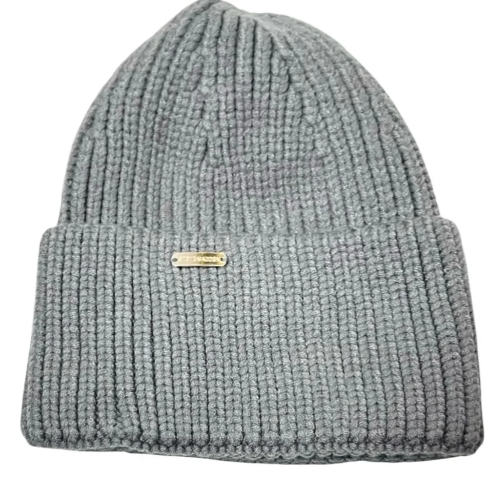 Steve Madden Gray Thick Cable Knit Beanie Hat O/S